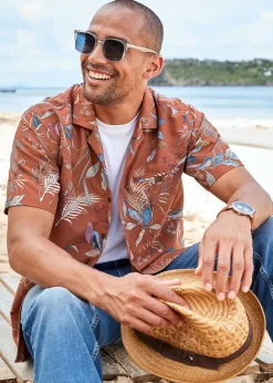 Cotton Traders Paprika Short Sleeve Summer Print Soft Touch Print Shirt