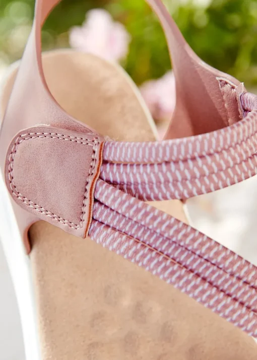 Cotton Traders Pink Elasticated Adjustable Sandals