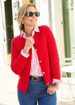 Cotton Traders Poppy Textured Button Cardigan