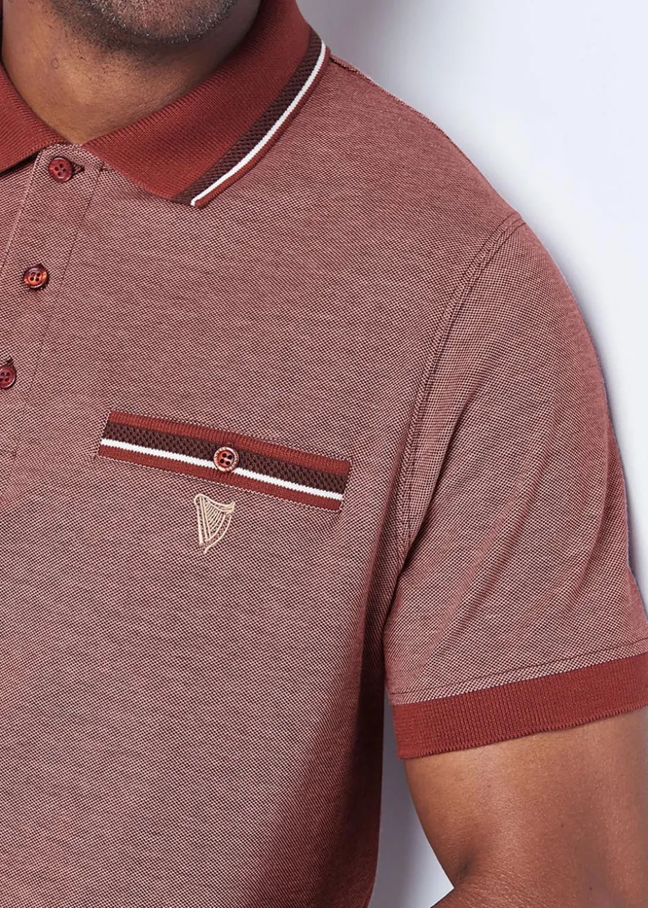 Cotton Traders Raspberry Guinness Short Sleeve Birdseye Pocket Polo Shirt