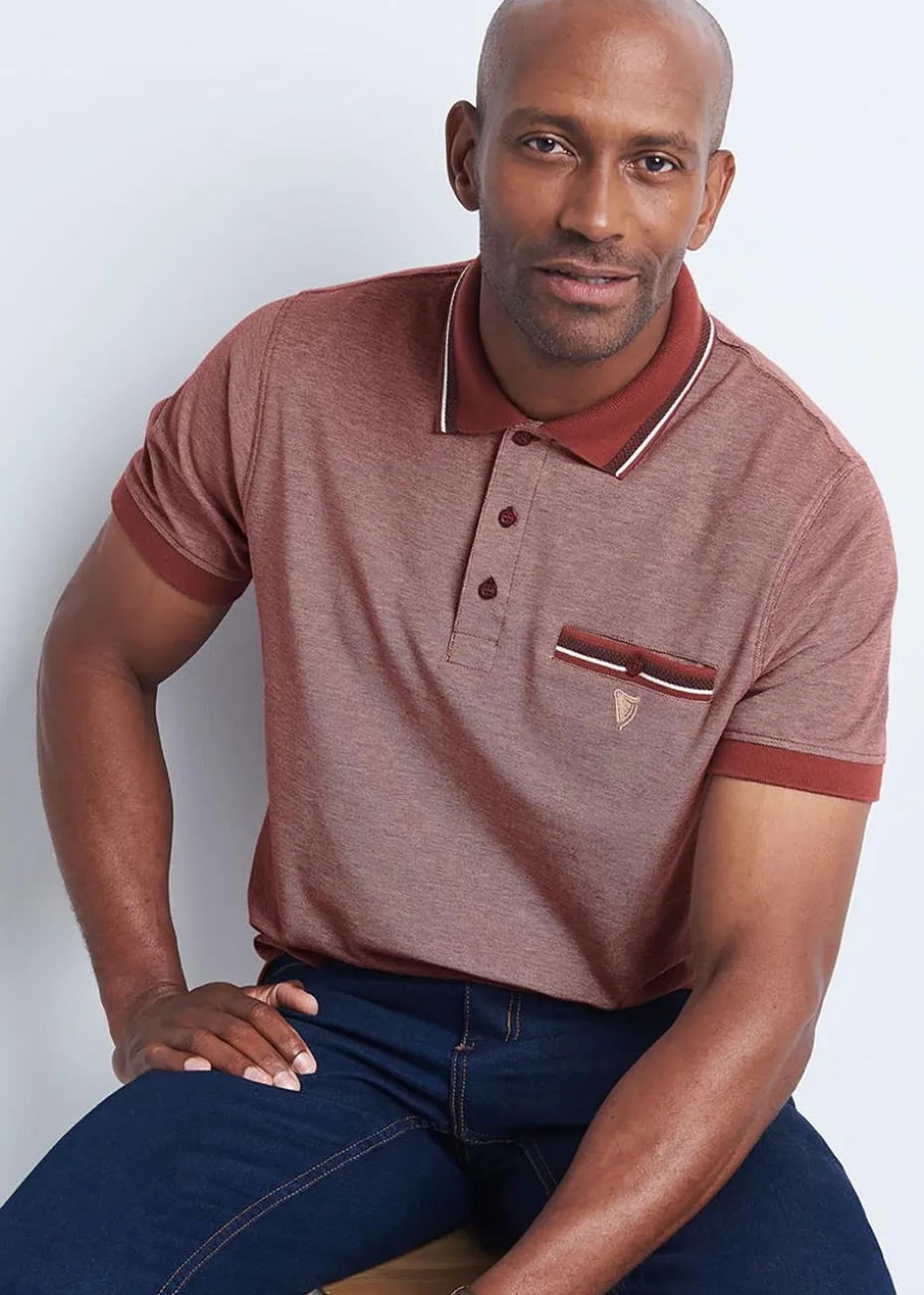 Cotton Traders Raspberry Guinness Short Sleeve Birdseye Pocket Polo Shirt