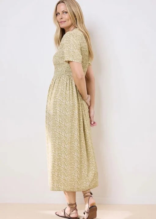 Cotton Traders Sage Green Printed Maxi Dress