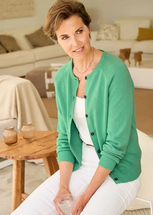 Cotton Traders Shamrock Cotton Crew Neck Cardigan
