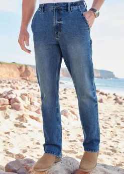Cotton Traders Stonewash Side Elasticated Straight-Fit Jeans