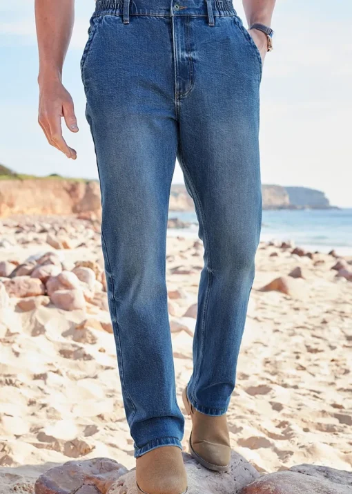 Cotton Traders Stonewash Side Elasticated Straight-Fit Jeans