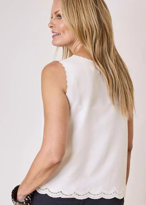 Cotton Traders Warm Cream Embroidered Waistcoat