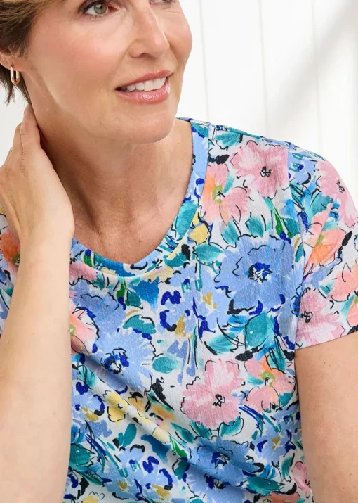Cotton Traders Warm Cream Print Textured Jersey Top