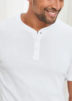 Cotton Traders White Short Sleeve Grandad Base Layer Top