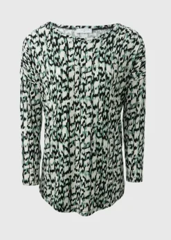 Cream Abstract Long Sleeve Top