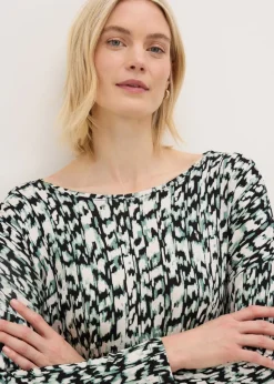 Cream Abstract Long Sleeve Top