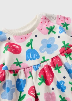 Cream Baby Strawberry Print Sweater Dress (Newborn-23mths)