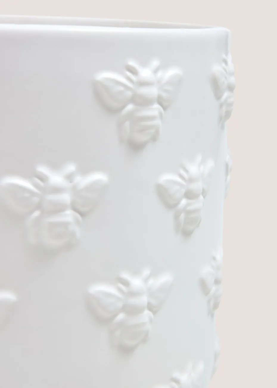 Cream Bee Embossed Planter