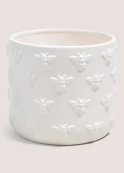 Cream Bee Embossed Planter