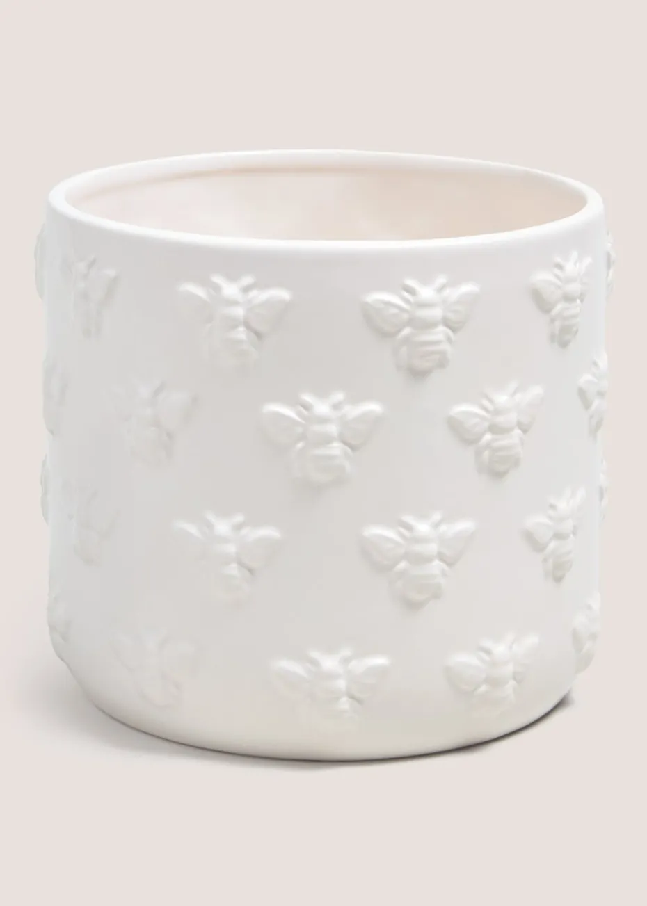 Cream Bee Embossed Planter