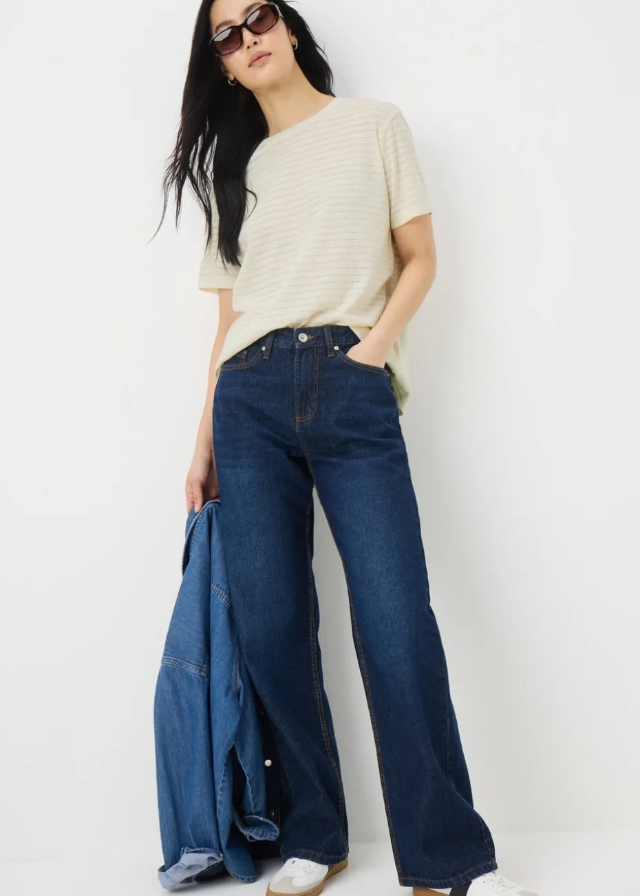 Cream Burnout Stripe T-Shirt