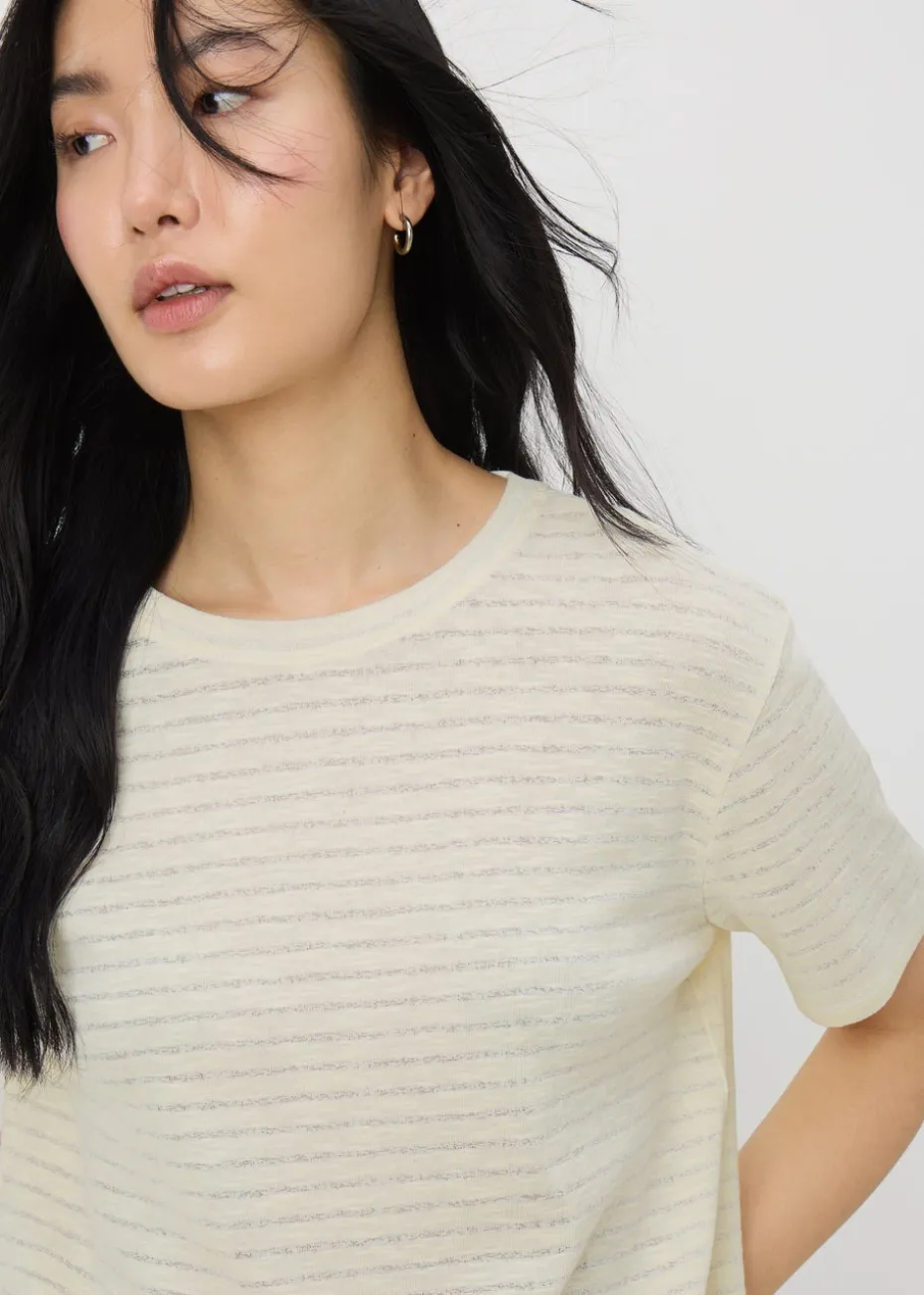 Cream Burnout Stripe T-Shirt