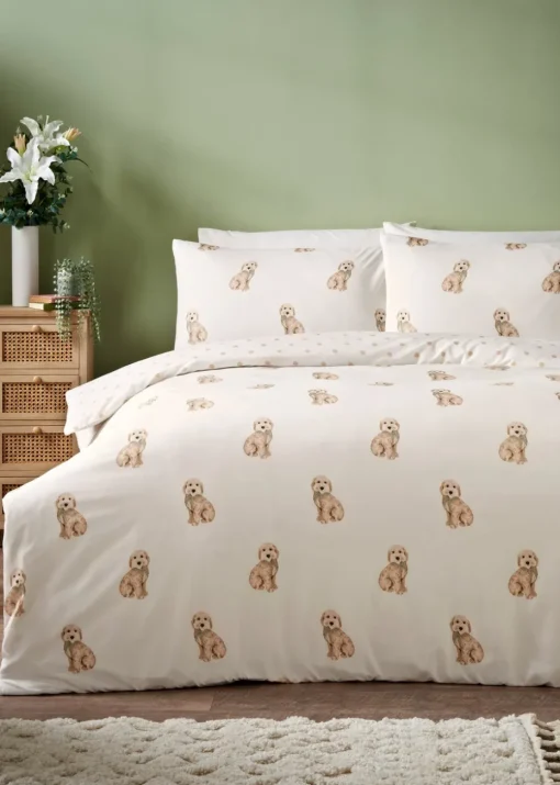 Cream Cockapoo Printed Duvet Set
