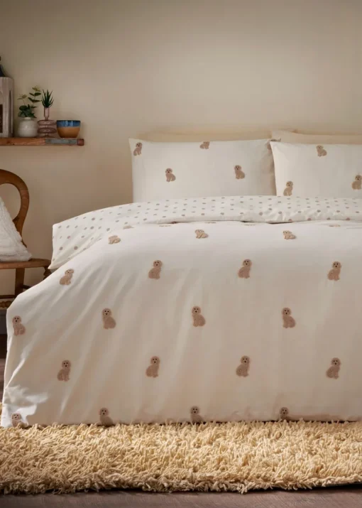 Cream Cockapoo Tufted Duvet Set