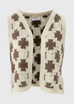 Cream Crochet Patterned Waistcoat