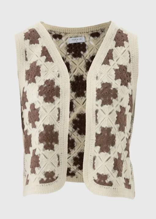 Cream Crochet Patterned Waistcoat