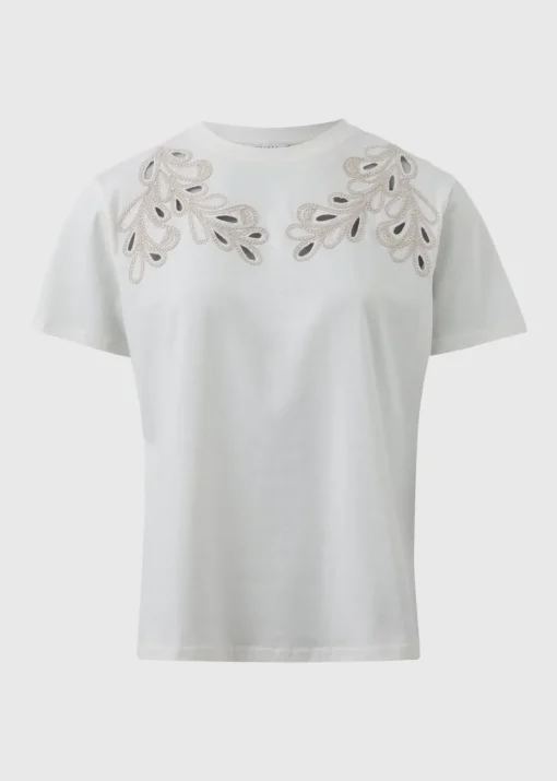 Cream Cutwork Detail T-Shirt