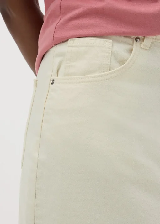 Cream Denim Midi Skirt