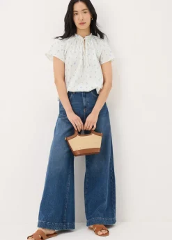 Cream Ditsy Floral Boho Blouse