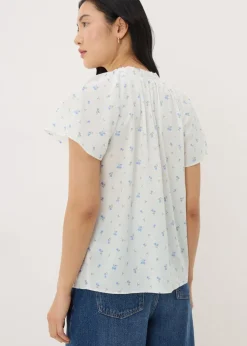 Cream Ditsy Floral Boho Blouse