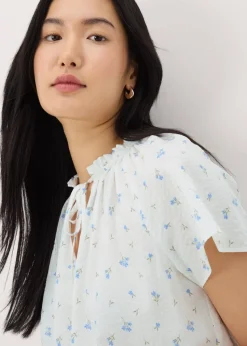 Cream Ditsy Floral Boho Blouse