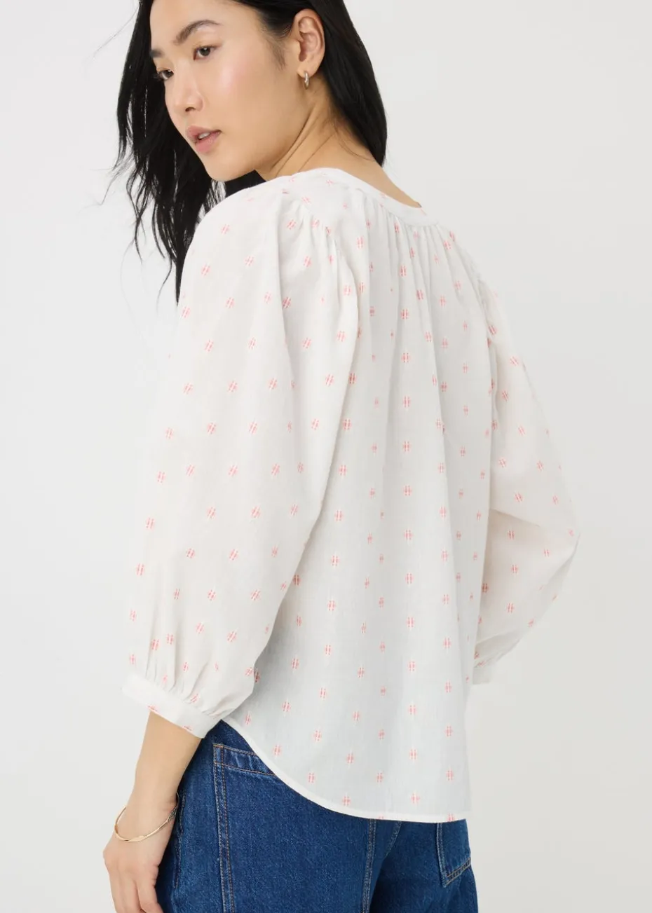 Cream Dobby Embellished Blouse