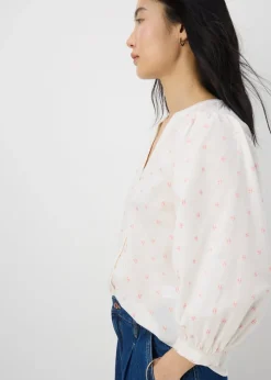 Cream Dobby Embellished Blouse