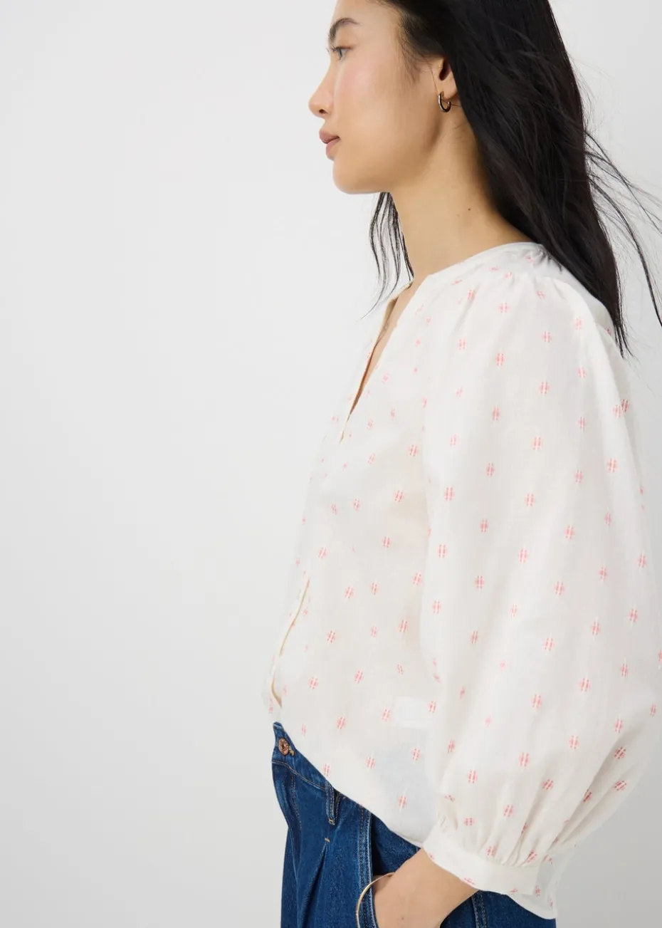 Cream Dobby Embellished Blouse