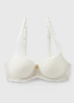 Cream Embroidered Bra