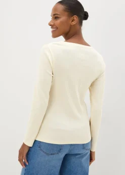 Cream Fitted Long Sleeve Top