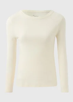 Cream Fitted Long Sleeve Top