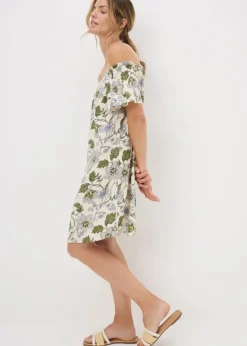 Cream Floral Bardot Mini Dress