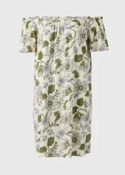 Cream Floral Bardot Mini Dress