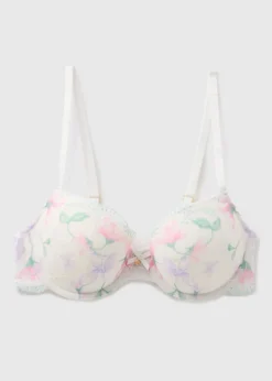 Cream Floral Bra