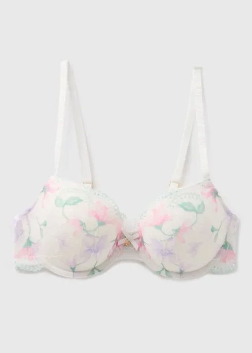 Cream Floral Bra