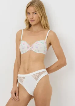 Cream Floral Bra