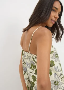 Cream Floral Mini Cami Dress
