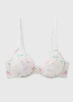 Cream Floral Non Padded Bra