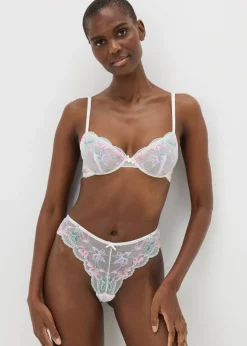 Cream Floral Non Padded Bra