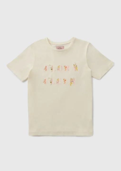 Cream Floral Slogan Pyjama Top