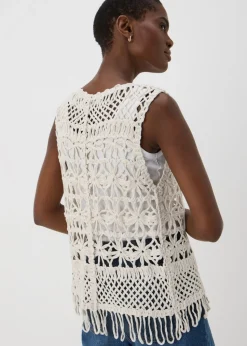 Cream Fringe Waistcoat