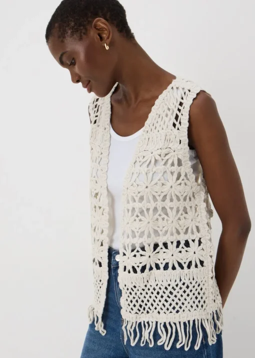 Cream Fringe Waistcoat