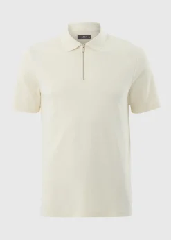 Cream Interlock 1/4 Zip Polo Shirt
