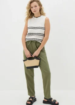 Cream Knitted Black Trimmed Vest