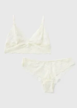 Cream Lace Bralette & Knickers Set