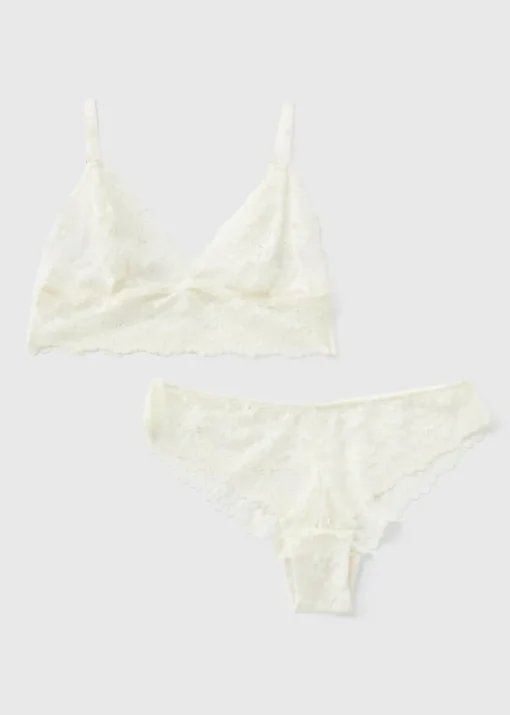 Cream Lace Bralette & Knickers Set
